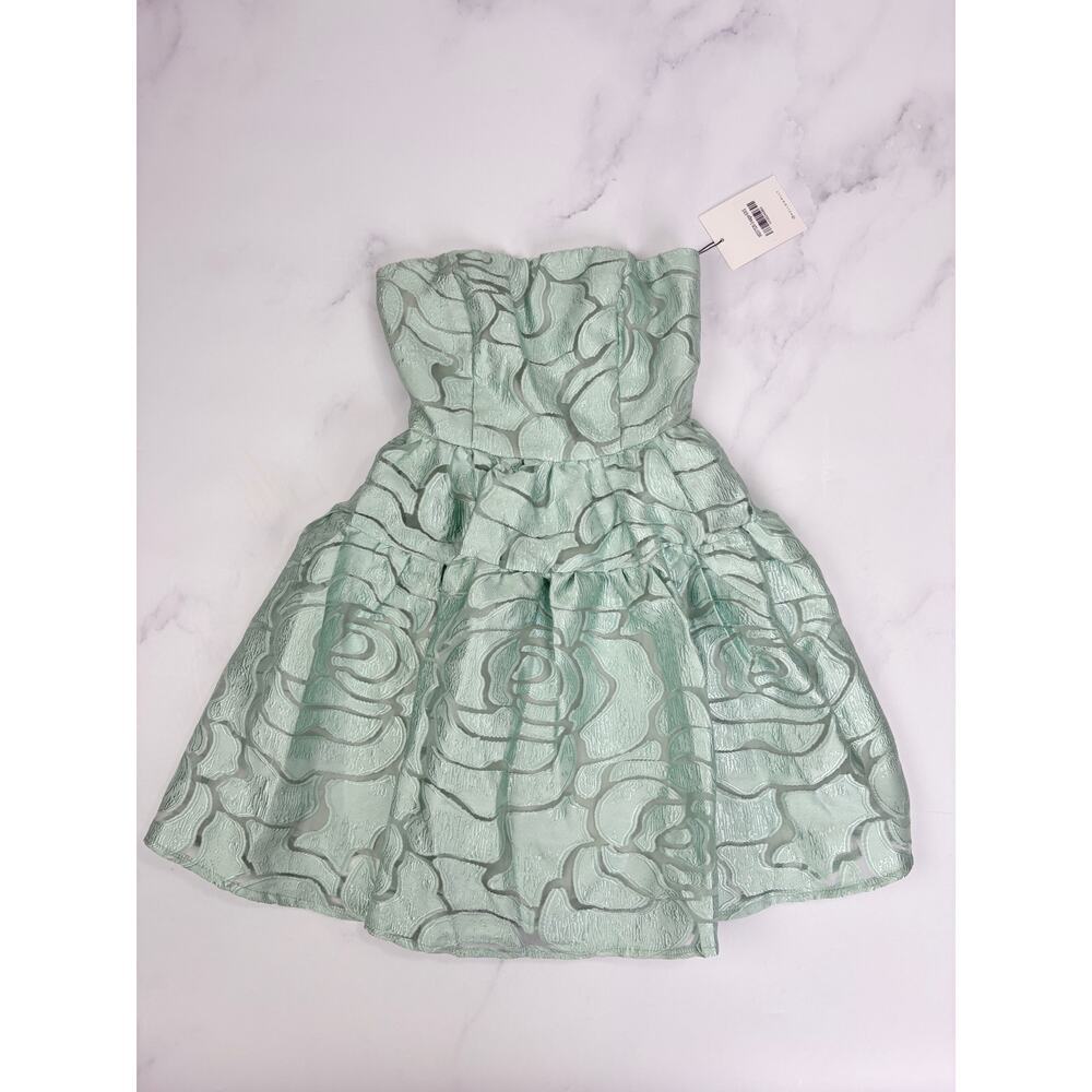 Hello Molly Sage Green Jacquard Strapless Mini Dress XS NWT Party Occasion - Picture 8 of 14